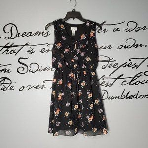Sweet Storm Black Floral Sleeveless Dress, M